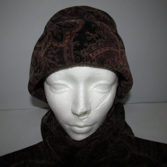 Paisley Velvet Pillbox Hat and Scarf Set - Picture 9 of 16